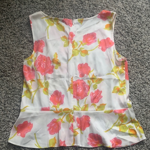 Ann Taylor Silky Peplum Pink and Yellow Floral Blouse - Picture 4 of 4